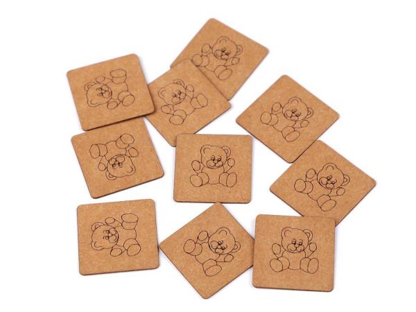 Aufnäher aus Waschpapier in Hellbraun mit Teddybär